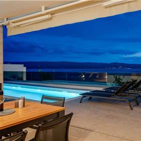 5 bedroom beachfront villa with heated pool near Omis, sleeps 9